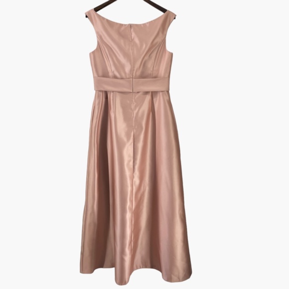 Alfred Sung Off the Shoulder Satin Maxi Dress in Toasted Sugar Pink - Picture 4 of 9